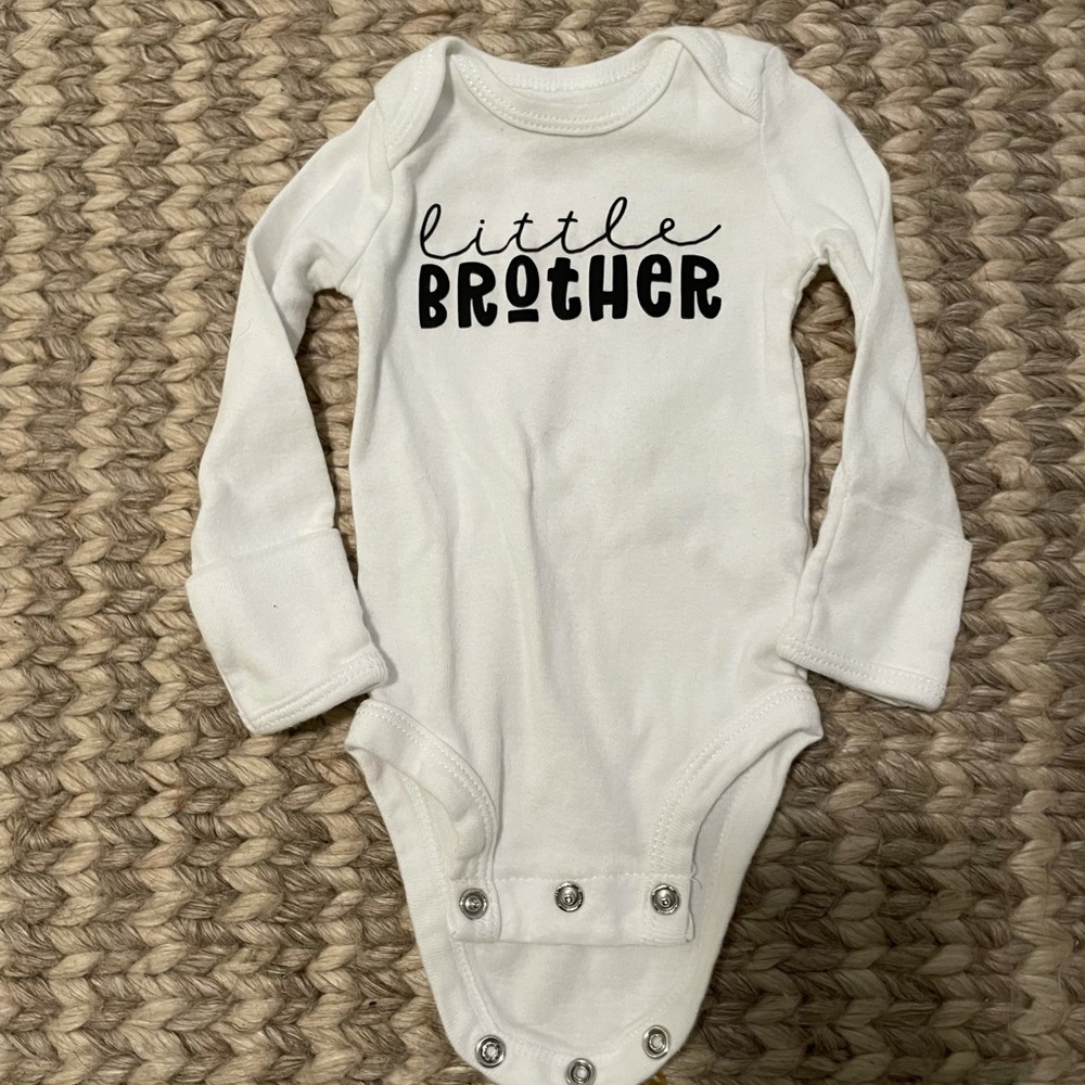 Newborn Carter’s little brother onesie